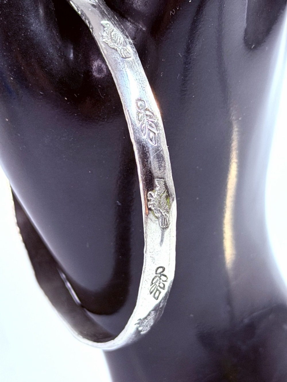 Silver Floral Engraved Hoop Earrings - Womens Jewelry